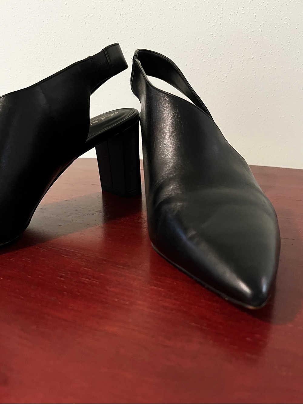 Cole Haan Womens Vania Pump Size 9 Black Leather D'Orsay Slingback Block Heel - Picture 5 of 12